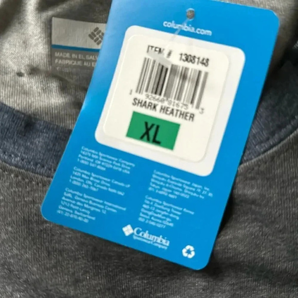 Columbia Men's Long Sleeve Raglan Tee Blue Gray - Picture 9 of 12